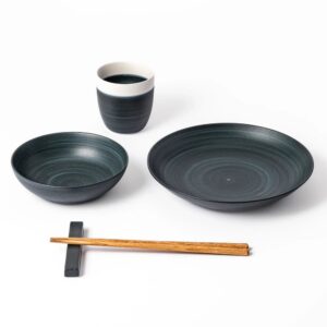 Cozy Japandi 4-Piece Dinnerware Set -Navy