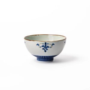 Floral Leaves Striped Rice Bowl